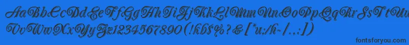 OberonLetPlain.1.0-Schriftart – Schwarze Schriften auf blauem Hintergrund