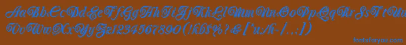 OberonLetPlain.1.0 Font – Blue Fonts on Brown Background