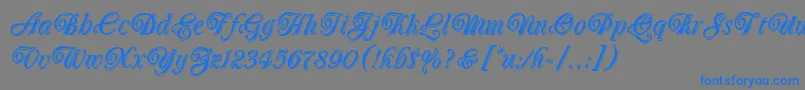 フォントOberonLetPlain.1.0 – 灰色の背景に青い文字