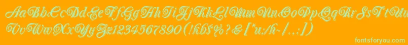 OberonLetPlain.1.0-Schriftart – Grüne Schriften auf orangefarbenem Hintergrund