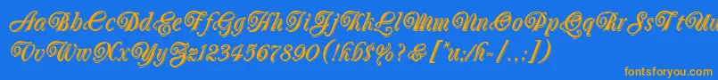 OberonLetPlain.1.0-Schriftart – Orangefarbene Schriften auf blauem Hintergrund