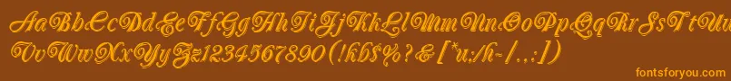 OberonLetPlain.1.0 Font – Orange Fonts on Brown Background