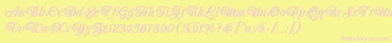 OberonLetPlain.1.0 Font – Pink Fonts on Yellow Background