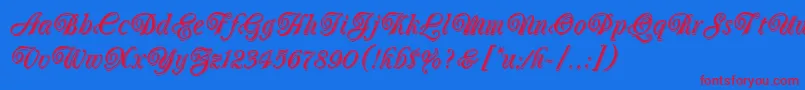 OberonLetPlain.1.0 Font – Red Fonts on Blue Background