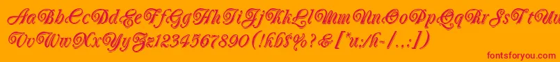 OberonLetPlain.1.0-Schriftart – Rote Schriften auf orangefarbenem Hintergrund