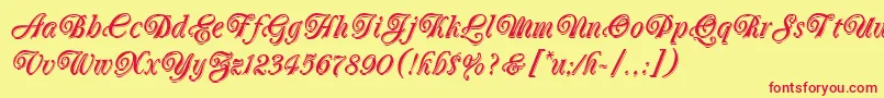 OberonLetPlain.1.0 Font – Red Fonts on Yellow Background