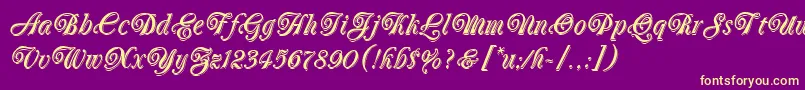 OberonLetPlain.1.0-Schriftart – Gelbe Schriften auf violettem Hintergrund