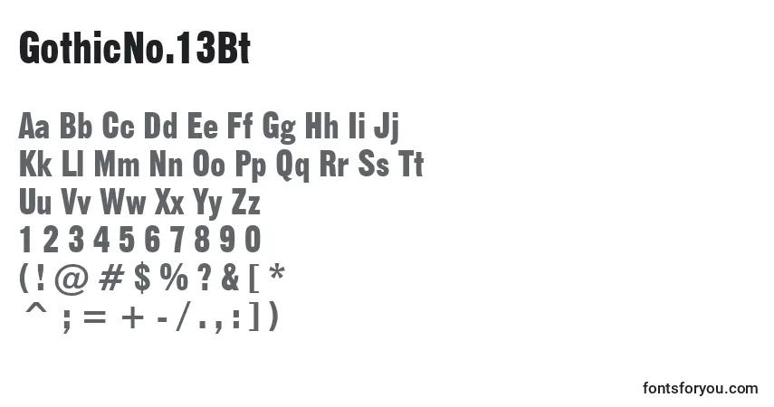 A fonte GothicNo.13Bt – alfabeto, números, caracteres especiais