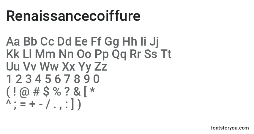 Czcionka Renaissancecoiffure – alfabet, cyfry, specjalne znaki