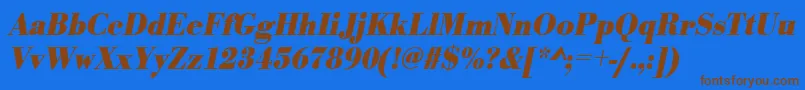 Weitere Informationen zur UrwbodonitextnarBoldOblique-Schriftart UrwbodonitextnarBoldOblique-Schriftart – Braune Schriften auf blauem Hintergrund