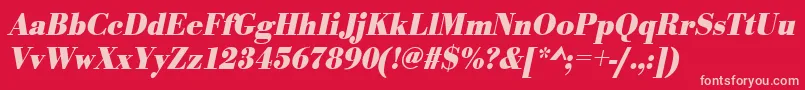 UrwbodonitextnarBoldOblique Font – Pink Fonts on Red Background