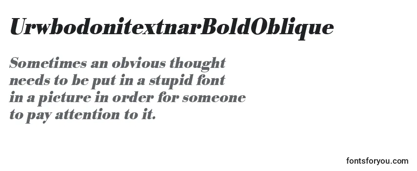 Review of the UrwbodonitextnarBoldOblique Font