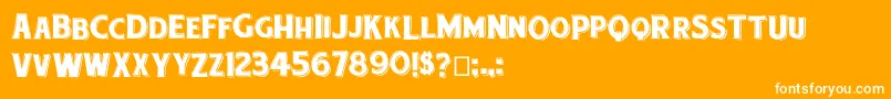 Etiquette-Schriftart – Weiße Schriften auf orangefarbenem Hintergrund