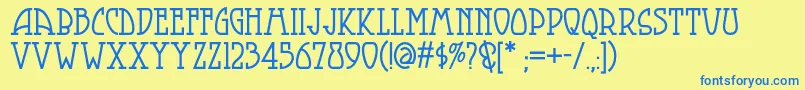Smorgasbordnf Font – Blue Fonts on Yellow Background
