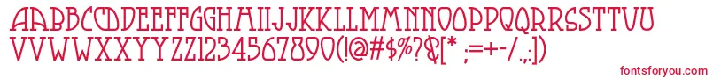 Smorgasbordnf-Schriftart – Rote Schriften auf weißem Hintergrund