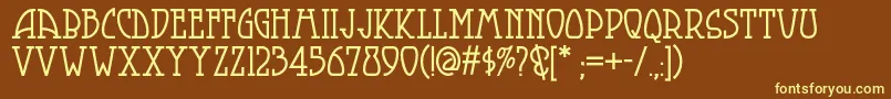 Smorgasbordnf-fontti – keltaiset fontit ruskealla taustalla