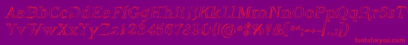 Phoso-Schriftart – Rote Schriften auf violettem Hintergrund