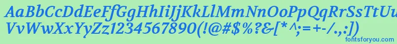 VolkhovBolditalic Font – Blue Fonts on Green Background