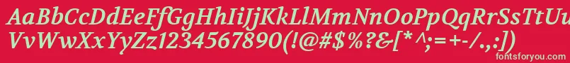 フォントVolkhovBolditalic – 赤い背景に緑の文字