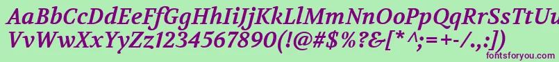 VolkhovBolditalic Font – Purple Fonts on Green Background