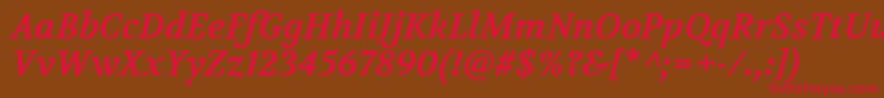 VolkhovBolditalic Font – Red Fonts on Brown Background