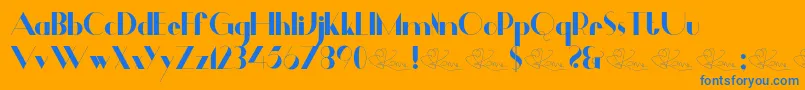 Dalmais-Schriftart – Blaue Schriften auf orangefarbenem Hintergrund