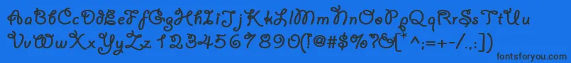 フォントYahoosskBold – 黒い文字の青い背景