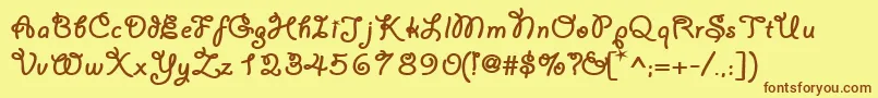 フォントYahoosskBold – 茶色の文字が黄色の背景にあります。