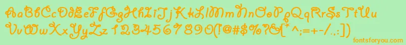 YahoosskBold-Schriftart – Orangefarbene Schriften auf grünem Hintergrund