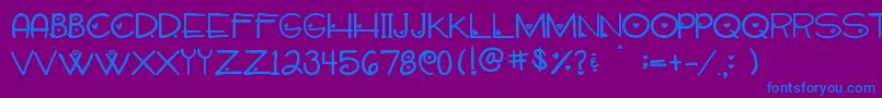 フォントSweetieHand – 紫色の背景に青い文字