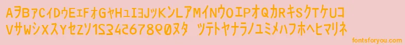 フォントMatrixCodeNfi – オレンジの文字がピンクの背景にあります。