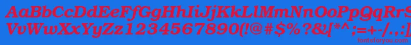 TexgyrebonumBolditalic Font – Red Fonts on Blue Background