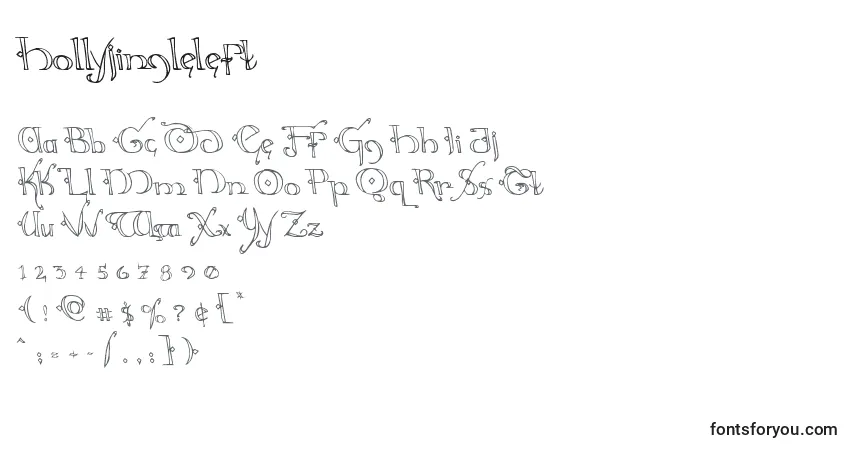 Schriftart Hollyjingleleft – Alphabet, Zahlen, spezielle Symbole