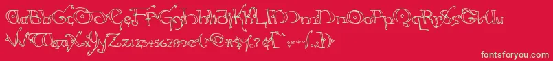 フォントHollyjingleleft – 赤い背景に緑の文字