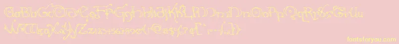 Hollyjingleleft-Schriftart – Gelbe Schriften auf rosa Hintergrund