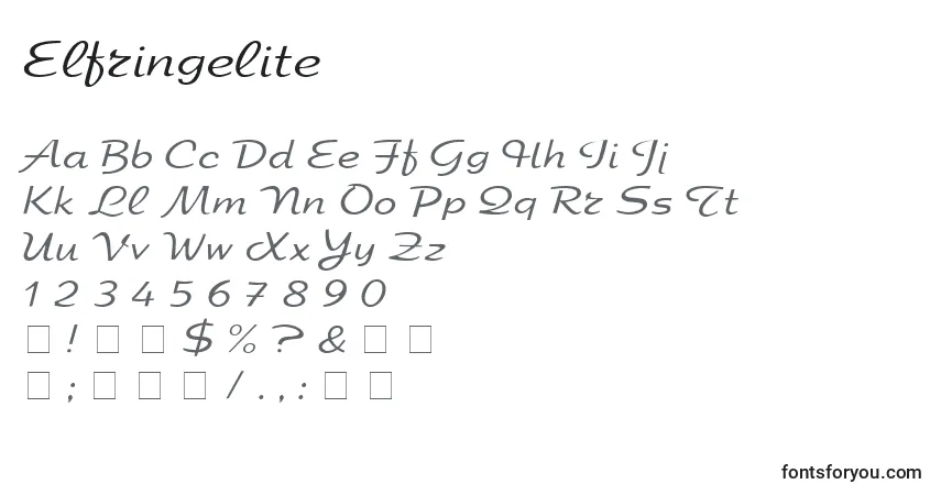 A fonte Elfringelite – alfabeto, números, caracteres especiais