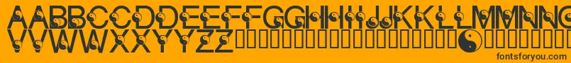LmsYingYang-Schriftart – Schwarze Schriften auf orangefarbenem Hintergrund