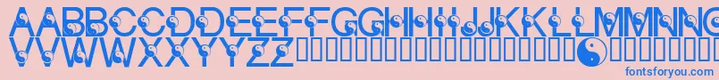 フォントLmsYingYang – ピンクの背景に青い文字