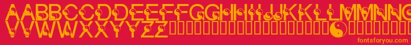 Fonte LmsYingYang – fontes laranjas em um fundo vermelho
