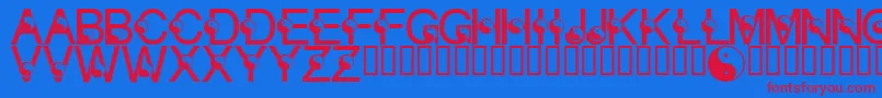 LmsYingYang Font – Red Fonts on Blue Background