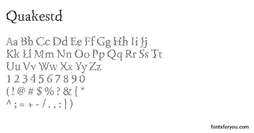 Шрифт Quakestd – алфавит, цифры, специальные символы