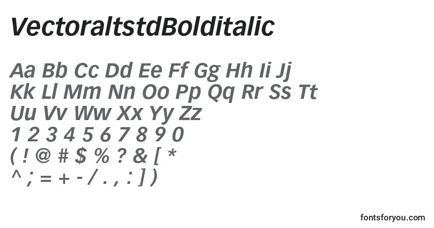 Schriftart VectoraltstdBolditalic – Alphabet, Zahlen, spezielle Symbole