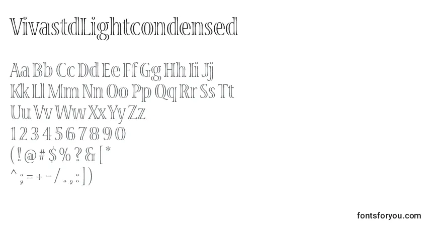 Шрифт VivastdLightcondensed – алфавит, цифры, специальные символы