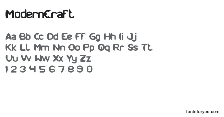 ModernCraft-fontti – aakkoset, numerot, erikoismerkit