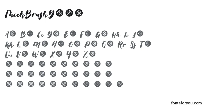 A fonte ThickBrushDemo – alfabeto, números, caracteres especiais