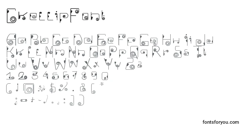 Czcionka CkellipFont – alfabet, cyfry, specjalne znaki
