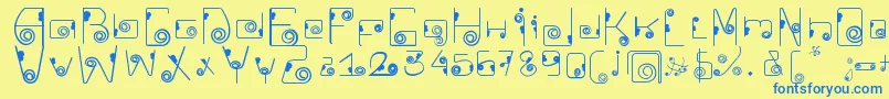 フォントCkellipFont – 青い文字が黄色の背景にあります。