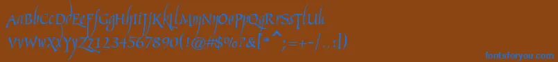 Marigoldwild-Schriftart – Blaue Schriften auf braunem Hintergrund