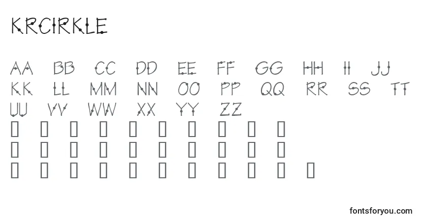 Czcionka KrCirkle – alfabet, cyfry, specjalne znaki