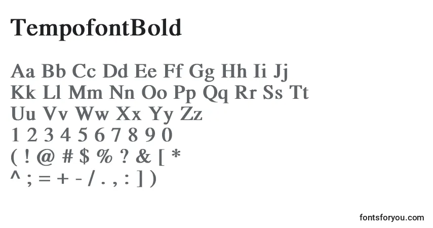 TempofontBold-fontti – aakkoset, numerot, erikoismerkit